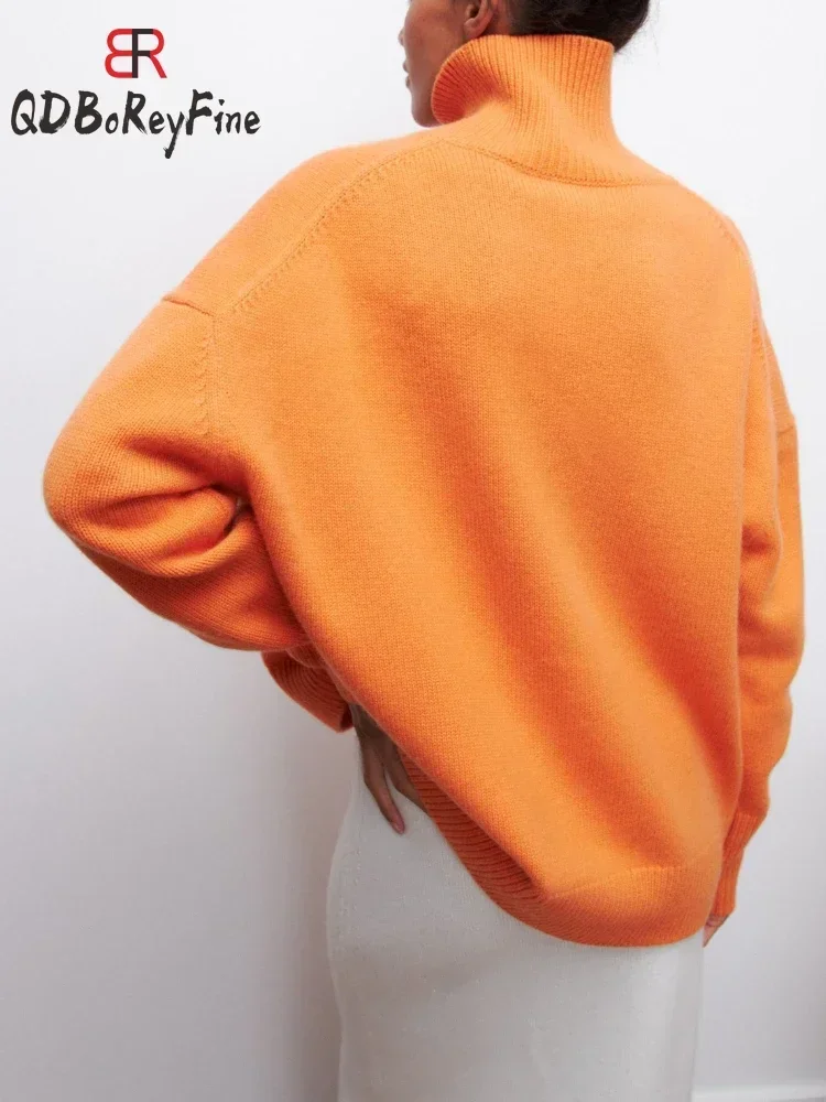 Winter Women Turtleneck Sweater Oversize Long Sleeve Top Autumn