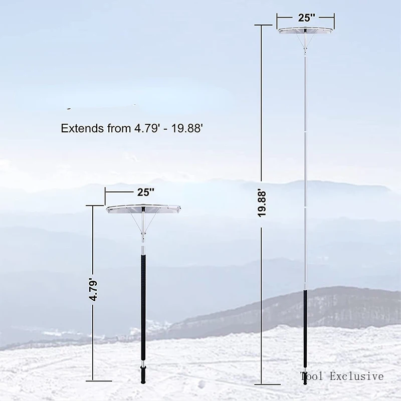Aluminum Extension Pole Lightweight Roof Snow Shovel Rake 20 Ft High Reach Outdoor Snow Removal Tools Snow Shovel Scraper Rake 6