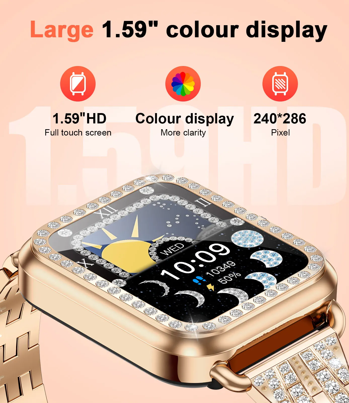 LIGE 2024 New Luxury Smart Watch Lady Bluetooth Call Phone Smart Band Sports Fitness Women Smartwatch DIY Dials For IOS Android