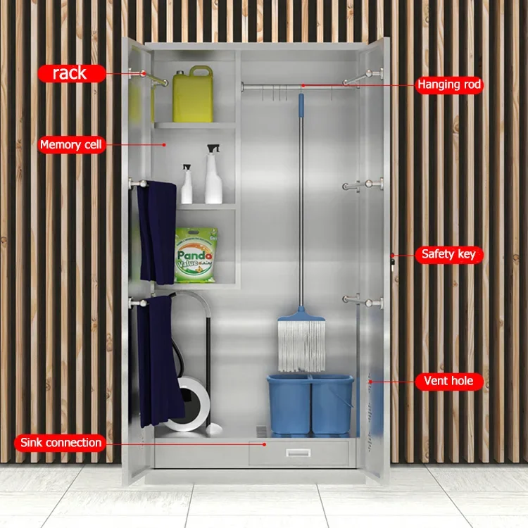 Stainless Steel Cleaning Tool Locker Waterproof And Moisture-proof Outdoor Cabinet Cleaning Supplies Storage Cabinets