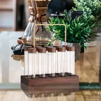 10x Single Dose Coffee Bean Cellar Tube with Wooden Holder Stand Glass Coffee Beans Storage Containers for Coffee Lovers 2