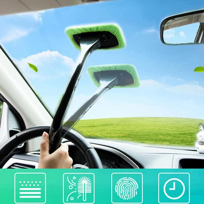 Car Window Cleaner Brush Kit Windshield Cleaning Wash Tool Inside Interior Auto Glass Wiper With Long Handle