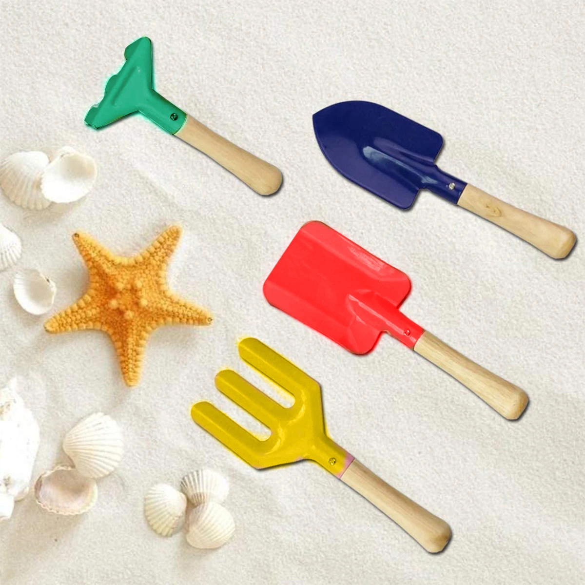 Kids Gardening Tool Sets Mini Metal Trowel with Wooden Handle Shovel Rake Trowel Kit Garden Beach Toy Sand Playing Children Gift