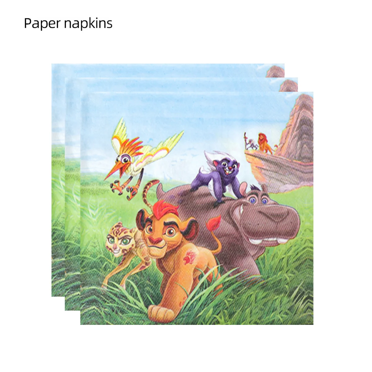 20/40Pcs Disposable Disney The Lion King Printed Table Dinner Tissue Napkin Paper Creative Handmade Simba Party Decoration