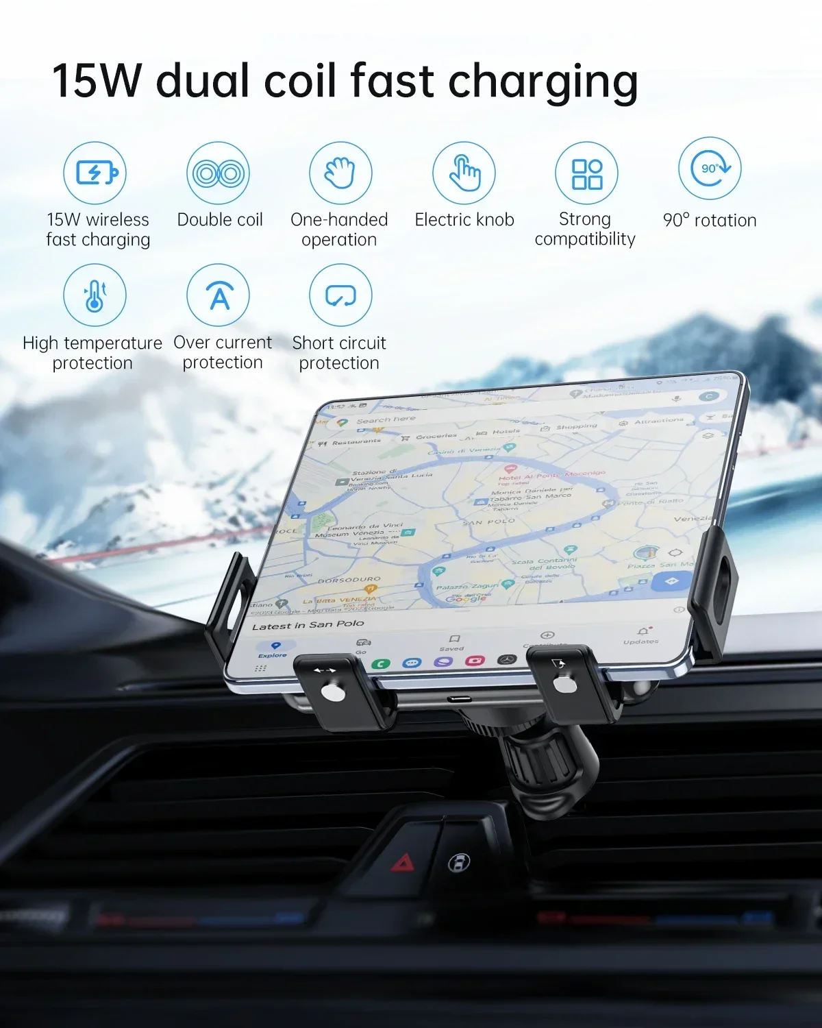 cargador inalambrico para carro con doble bobina con pantalla plegable, soporte de teléfono de carga rápida para Samsung Galaxy Z Fold 6 5 4 S24 Flip » cargador inalambrico para carro con doble bobina con pantalla plegable