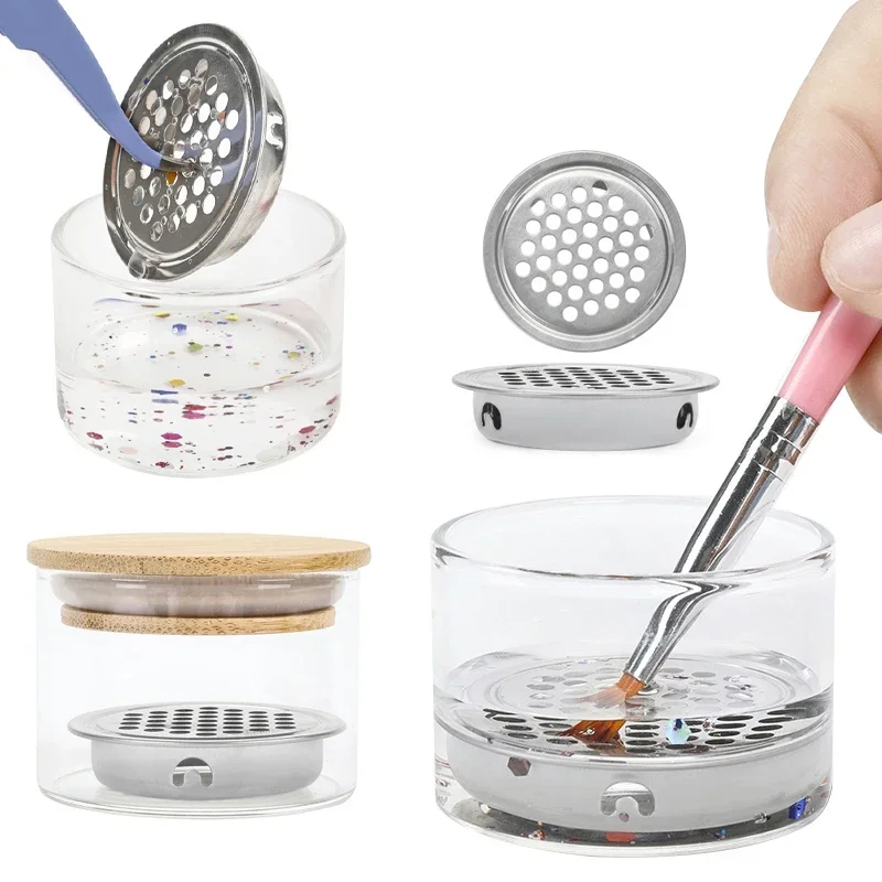 New Glass Powder Liquid Nail Cup Dish Lid Bowl Cup Holder Equipment Nail Art Tools Acrlic Kit Acrylic Powder Set