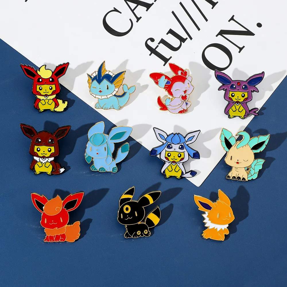 Pokemon Badges Evees Family Vaporeon Jolteon Espeon Umbreon Pins Brooches  Eeveelution Box Collection Pocket Monster Toys Kids - AliExpress
