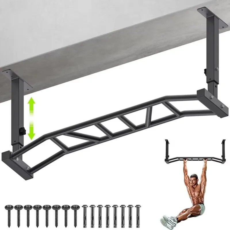 Sportliche, an der Decke montierte obere Spurstange, höhenverstellbar, robuste Kinn-Oberstange mit mehreren Griffen, Heim-Fitnessstudio und Krafttraining