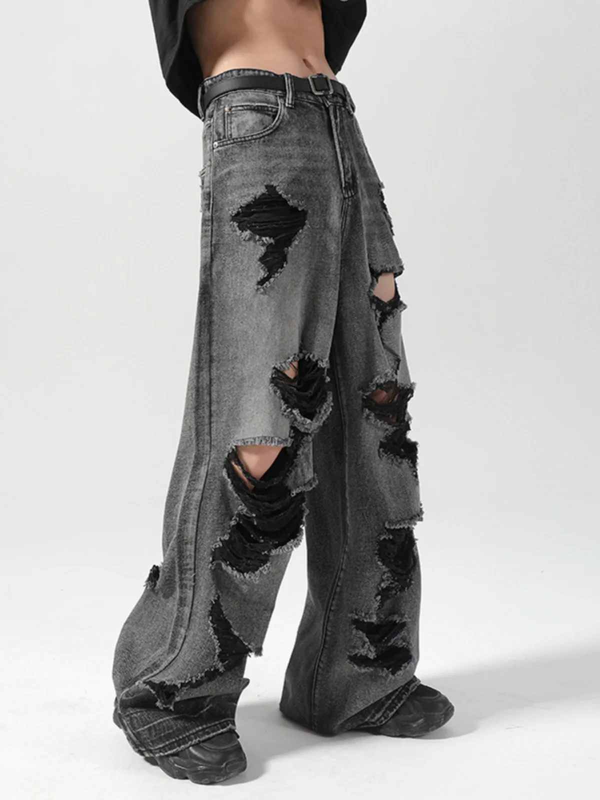 Summer 2024 Men's Retro Jeans Hip Hop Straight Trendy Male Denim Trousers Handsome High Street Loose Comfort Wide-Leg Pants