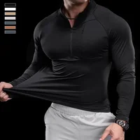 2024 New Men's Sports Gym Fitness Tops Running Training Clothes Round Neck Quick-drying Breathable Long-sleeved T-shirt Autumn 2