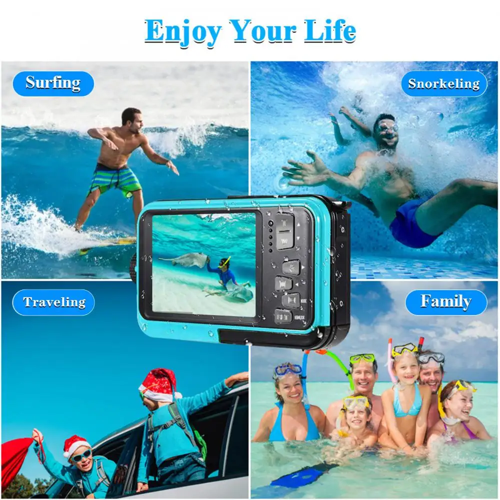 Action Camera 1080PHD 2.7K 48MP Waterproof Camera Shockproof Underwater Camera 10inch Digital Cameras Sport Camera