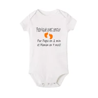 Made with Love Dad In 2 Min and Mom In 9 Months Baby Bodysuit Funny Newborn Toddler Jumpsuit Summer Clothes Infant Shower Gifts 4