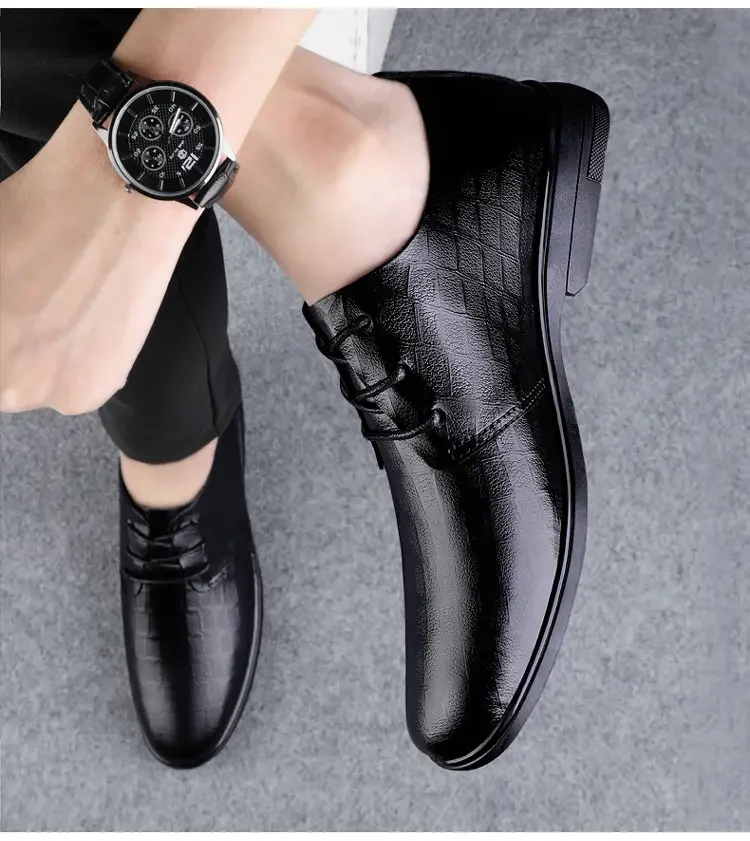 Leather Shoes Men's New Business Dress Soft Leather Casual Breathable Men's Pointy Bridegroom's Wedding Shoes
