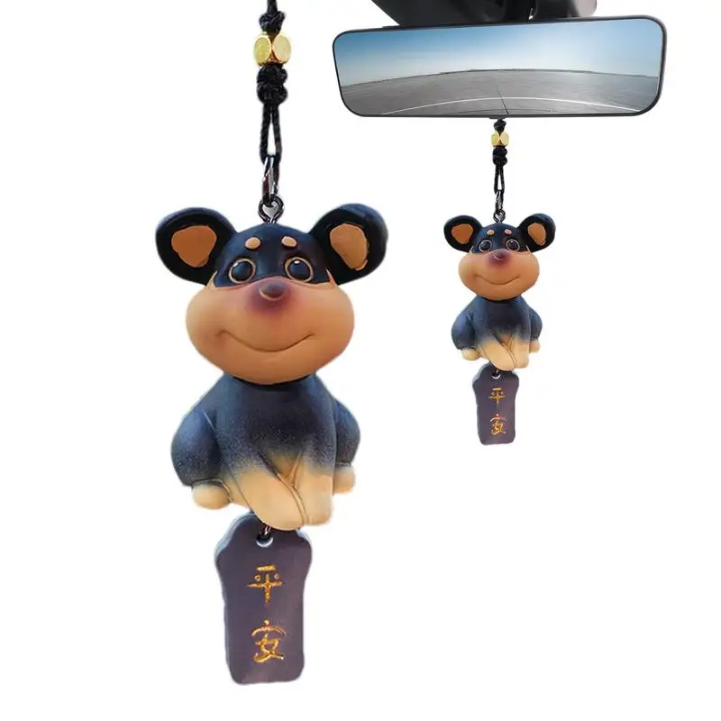 

Car Rearview Mirror Accessories Cute Dog Car Ornament Bee Dog Car Charm With Blessings For Rearview Mirror Decoration Car