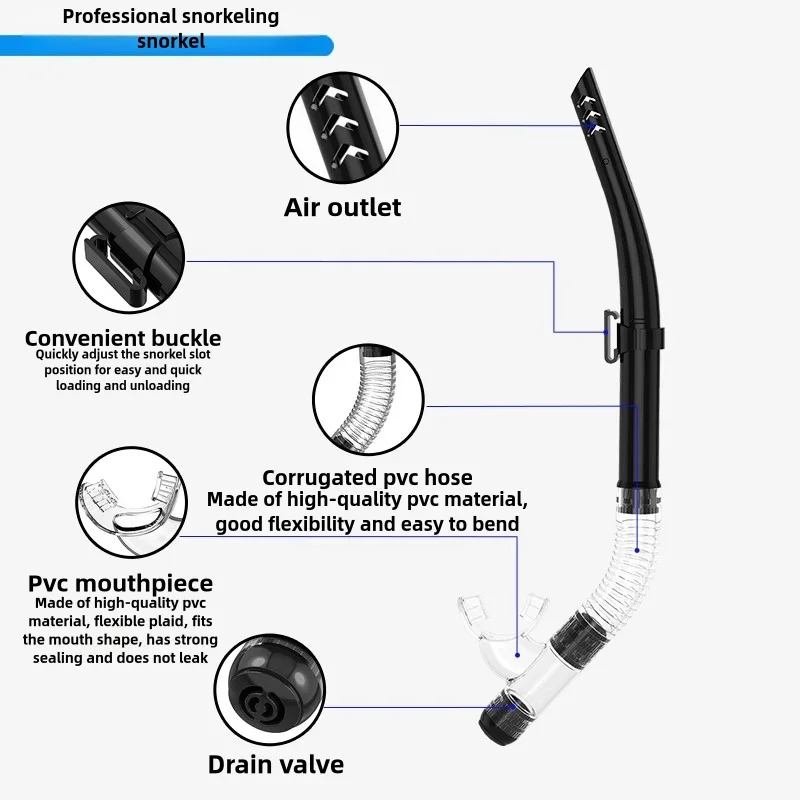 Dry Snorkel Set Diving Mask For Adults Tempered Glass Professional Panoramic Snorkeling Gear