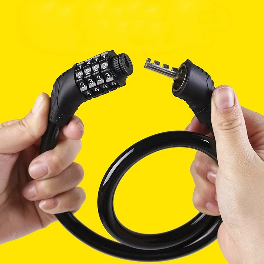 ZHUOHUA Fahrradschloss-Kabel, Schwerlast-Diebstahlschutz, Sicherheits-4-Stellige Rückstellbare Kombination Tragbarer Code für Fahrräder – Detail 7