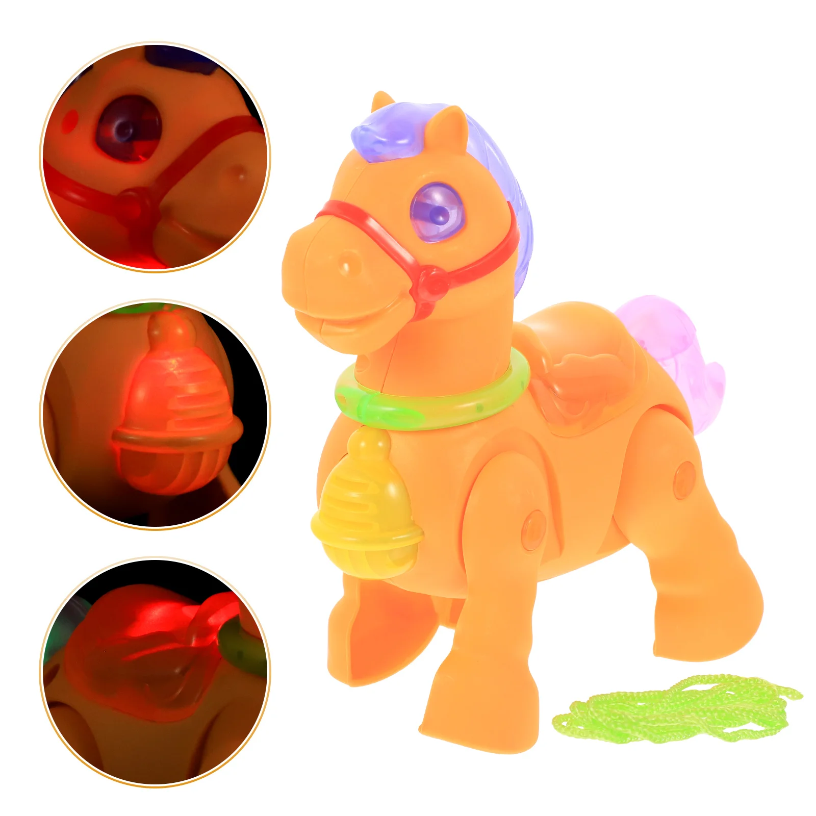 

Electric Walking Horse for Kids Shine Leash Toy Boys Electronic Components Playing