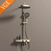 VGX Gold Shower System Set Bathroom Shower Faucet Set 3-way Rainfall Shower Set Shower Mixer Crane with Hand Shower Set Grey 4