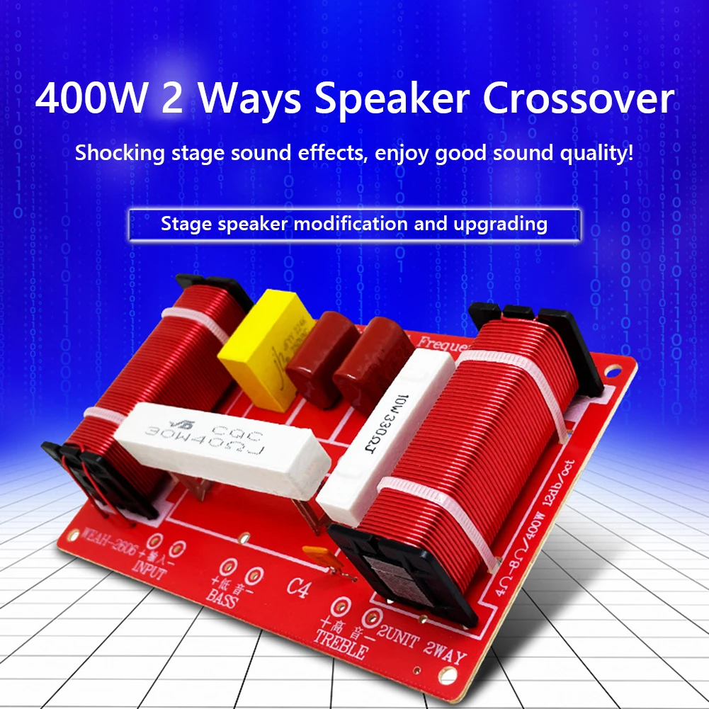 2 Ways 400W Audio Speaker Crossover Module Treble Bass Audio Speaker Crossover High Power 3200Hz for DIY Home Audio Systems