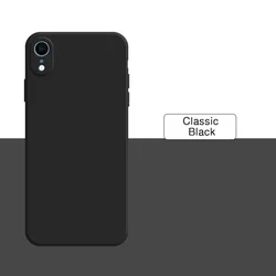 Premium Liquid Silicone Phone Case - Soft Solid Color Back Cover for iPhone XR (Classic Black)