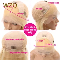 13x4 Transparent dentelle avant perruques de cheveux humains droite dentelle frontale perruque Remy miel Blonde perruque # Perruque Bob courte de couleur blanche 4/60 6