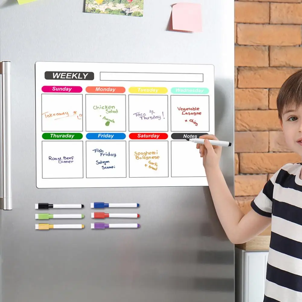 Magnetic Whiteboard Magnetic Message Board Weekly Planner Organize Home Kitchen with An Erasable Writing Surface Fridge Calendar