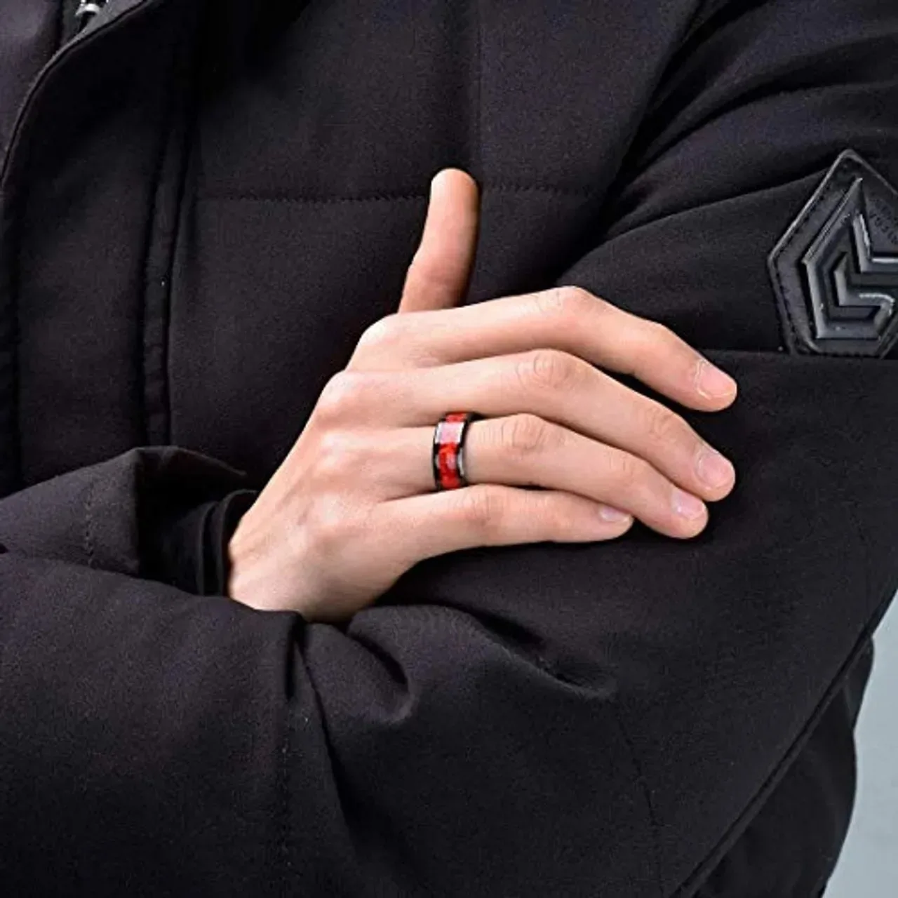 8mm Men Women Stainless Steel Rings Inlay Red Opal For Wedding Band Jewelry Gift wedding rings finger rings womens ring jewelry rings ring jewelry couple rings