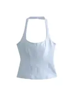 Women's Backless Halter Fitted Tank Tops, Female Camis, O Neck, Side Zipper, Sexy Fashion - Image 5