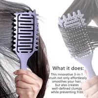 Brosse de coiffure 3 en 1 pour boucles, brosse à cheveux démêlante ajourée, peigne à cheveux emmêlé, façonnant la définition des boucles, outils de coiffure 4