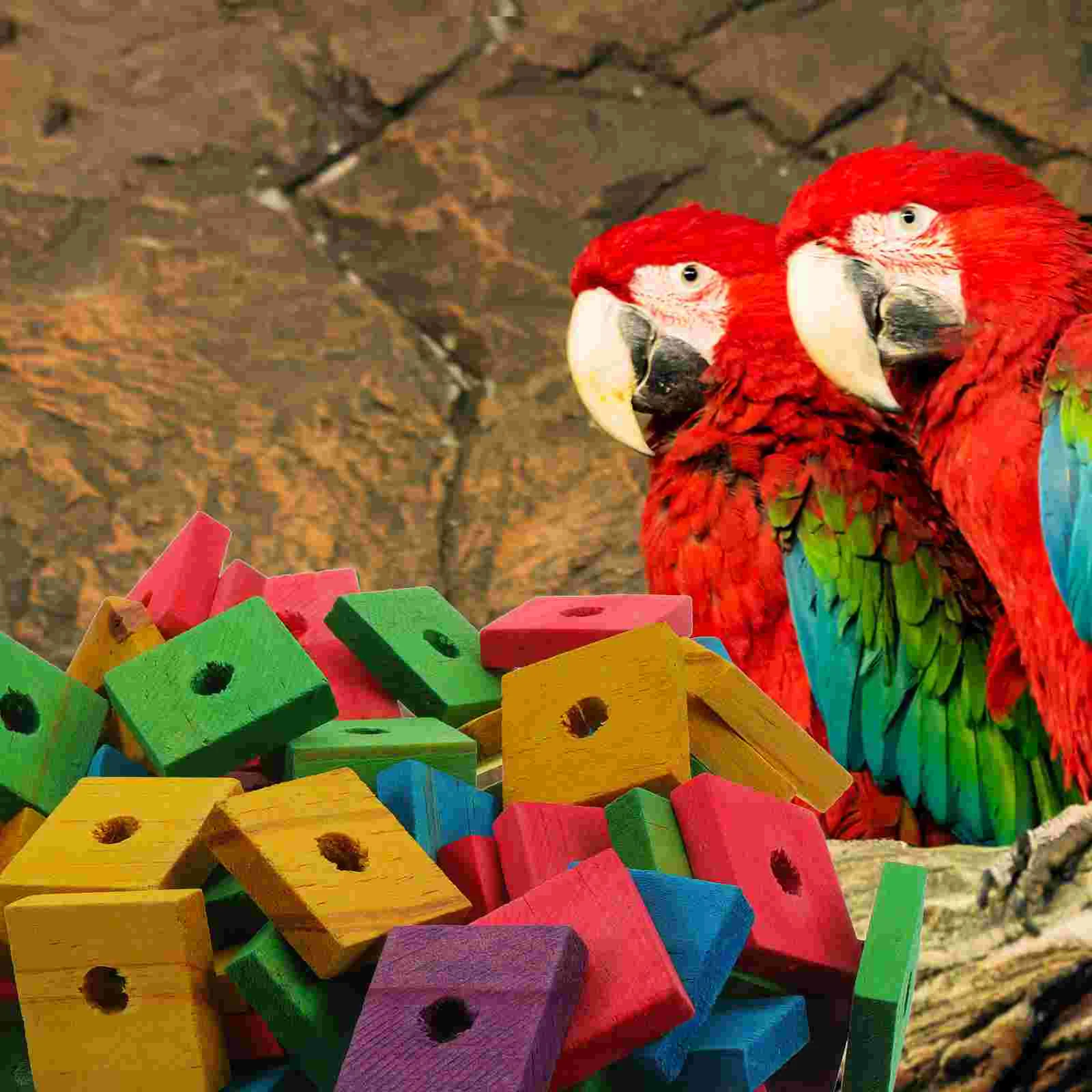 

Parrot Wooden Chip Toys Bird Playing Toys Parrot Bite Toys Natural Wooden DIY Parrot Toy Game Supplies Mix-Color Random