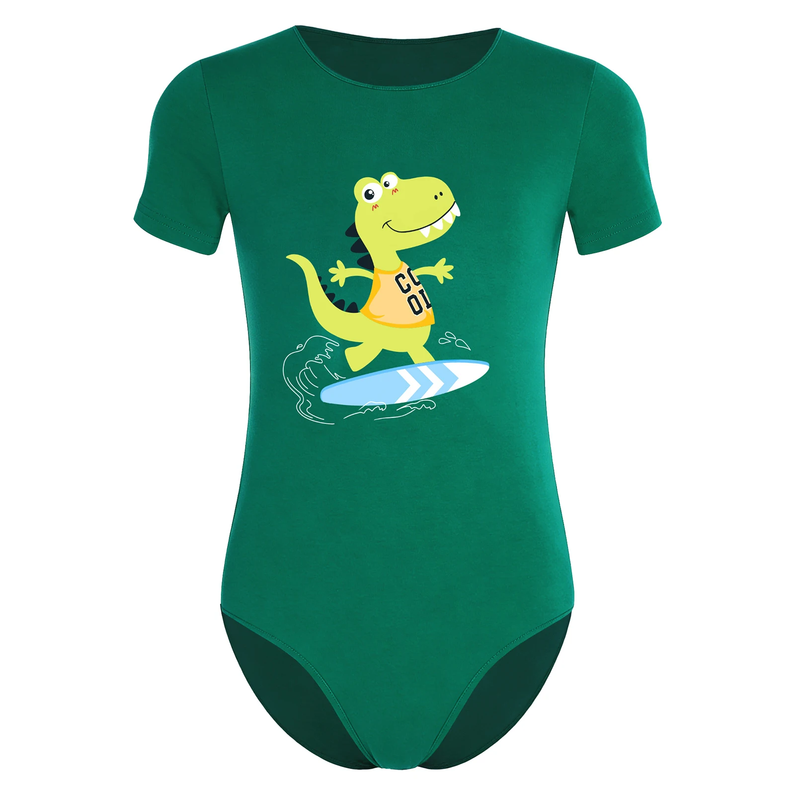 Mens Pajamas Bodysuit Sleepwear Cute Dinosaur Print Short Sleeve Leotard Buttoned Crotch Diaper Rompers Pajama Swim Bathing Suit