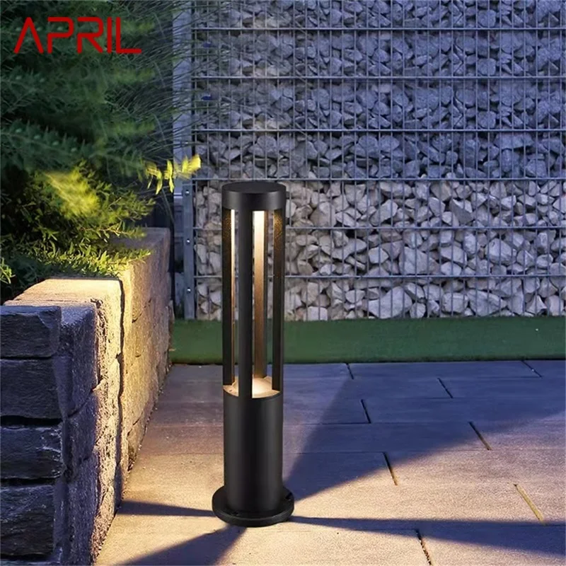 APRIL Black Outdoor Lawn Lamp Contemporary Light LED Waterproof for Home Villa Path Garden