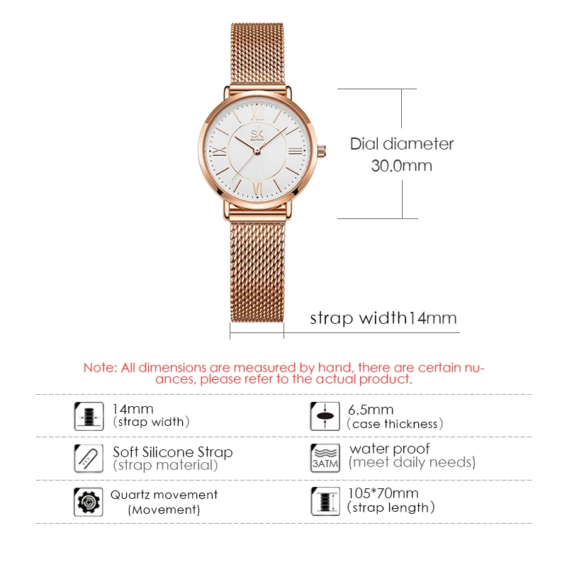 Shengke Japan Quartz Movement Waterproof Ladies Wristwatch Stainless Steel Band Classic Watch for Women Free Shipping Watches 6