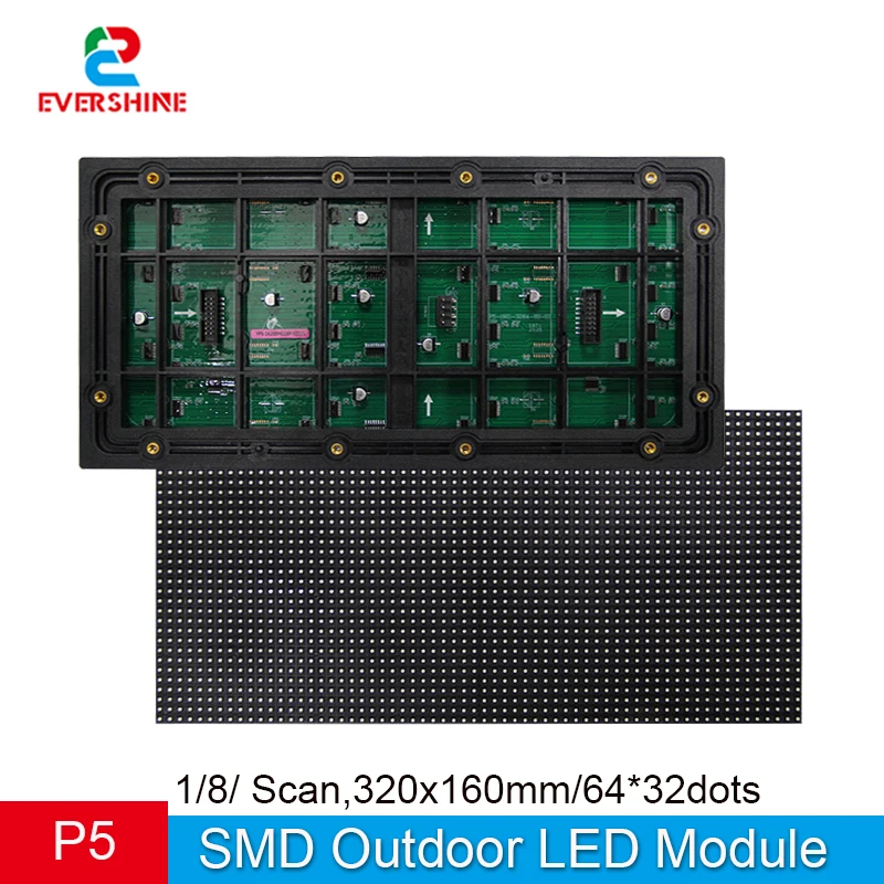 P5 LED 비디오 패널 RGB 풀 컬러 320x160mm, 1/8 스캔, 야외 SMD 3IN1 LED 디스플레이 빌보드, 방수 매트릭스
