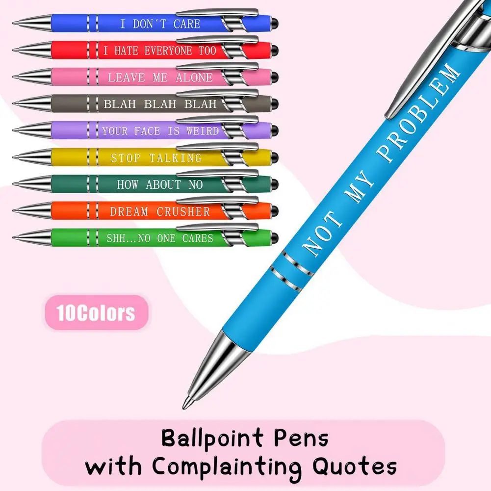 Signing Pens 10Pcs Portable Refill Replaceable Comfortable Grip  Inspirational Text Ballpoint Pens for Office