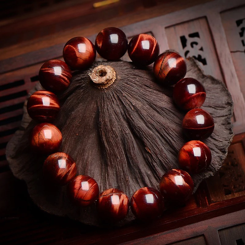 100% Real 5A Natural Red Tiger Eye Bracciali Uomo Donna 6/8/10/12Mm Stone Beads Bangle Gift For Lover Charm Accessori Pulseras