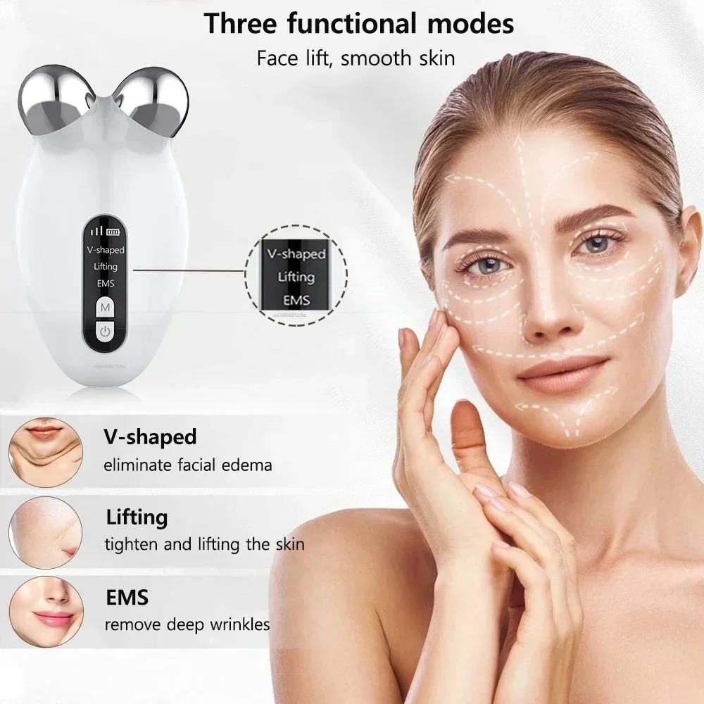 Facial Massager Microcurrent Roller EMS Device for Face Lifting Skin Tighten Rejuvenation Chin Remover Anti Wrikle Double care for facial massager,face slimming massager,face slimming strap
