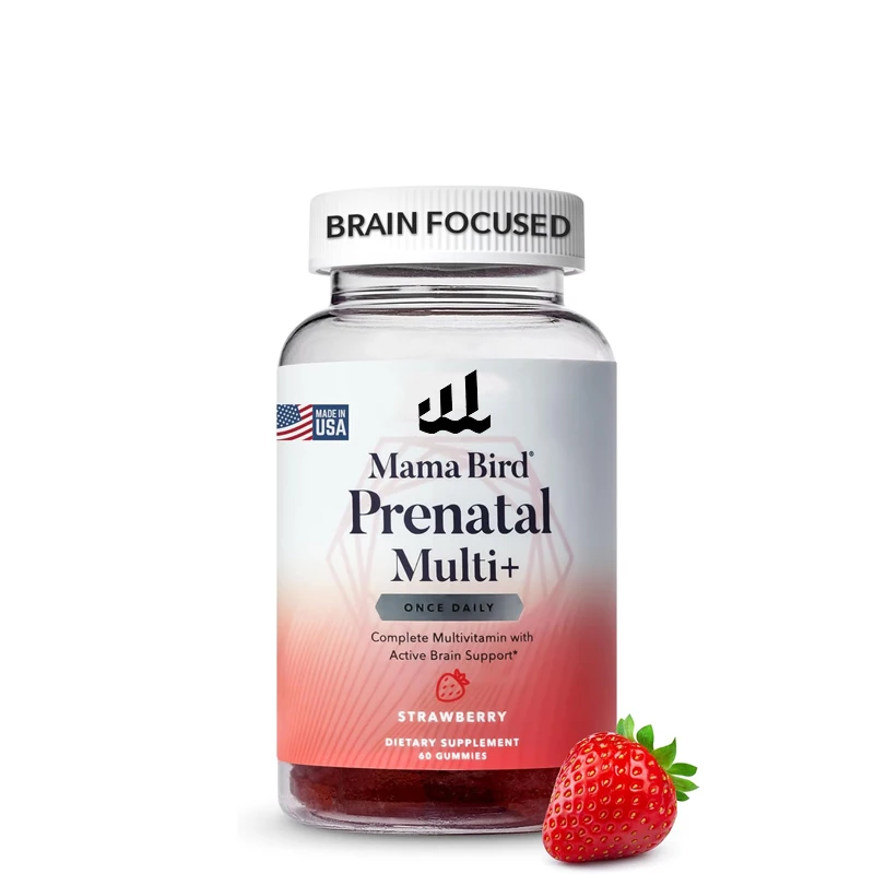 Mama Bird Women's Prenatal Soft Candy - Vegetarian Prenatal Vitamin, Methylfolate (Folic Acid), Strawberry Flavor