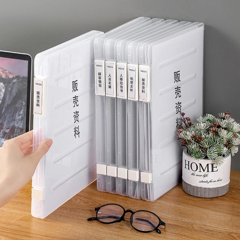 Storage Box A4 File Box Slim Portable Transparent Plastic for Office