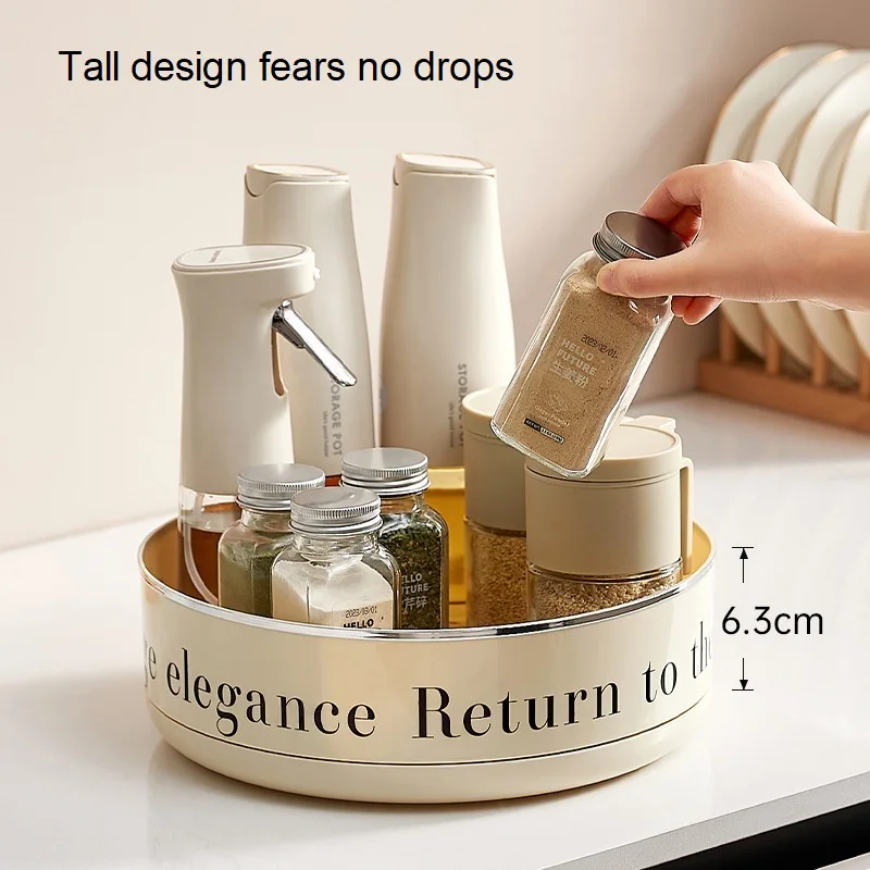 New 360 Degree Rotatable Round Tray Multi Purpose Storage Tray Rotating Storage Rack Kitchen Bathroom Organization