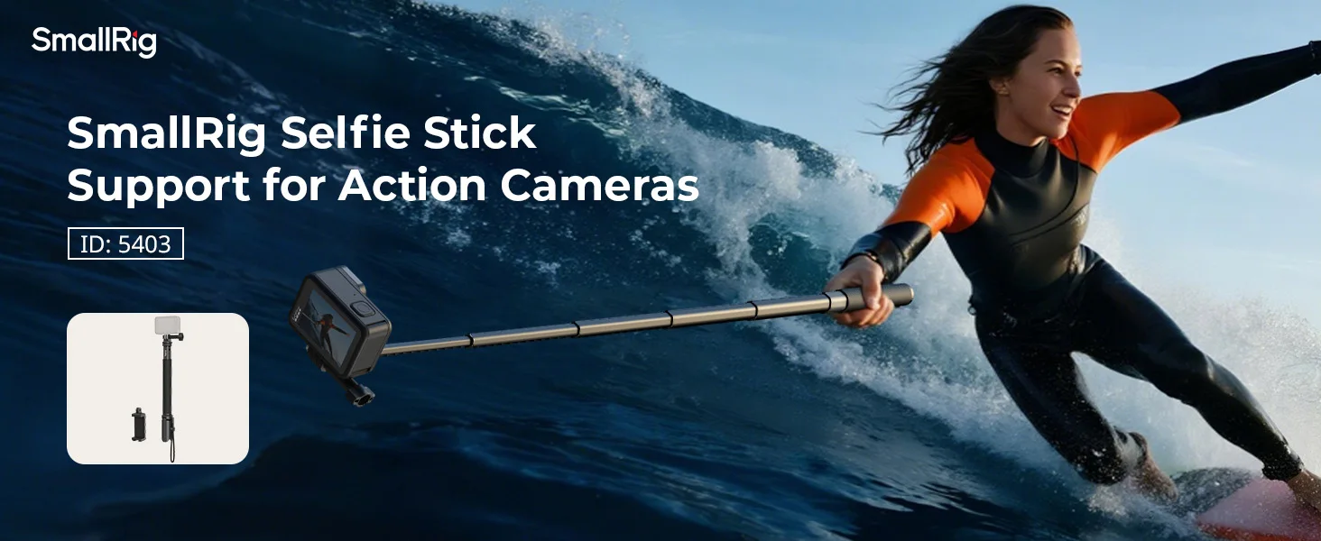 SmallRig Selfie Stick for Action Cameras Support Smartphone for 12 10 9 8 for I