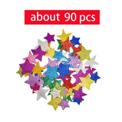 Colorful Glitter Foam Stickers - Self Adhesive Stars and Hearts for Kids' Arts and Crafts, Greeting Cards, and Home Decoration (90pcs star1)