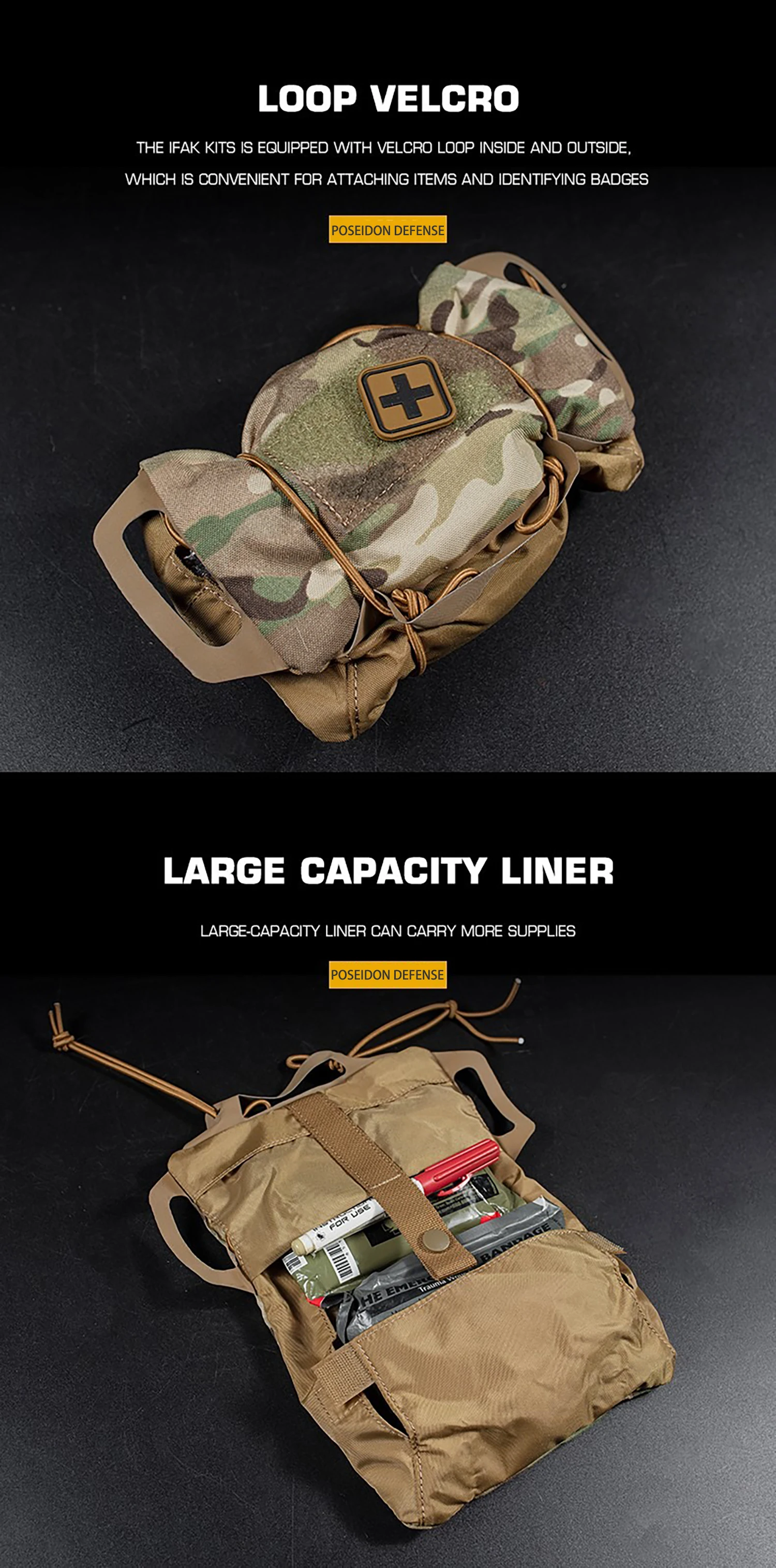 IFAK-Tasche für Medizinische Versorgung, Schnell-Einsatz-Erste-Hilfe-Set, Molle Zweiteiliges System, Medizinische Rolltasche zur Befestigung an Gürtel oder Weste – Detail 6