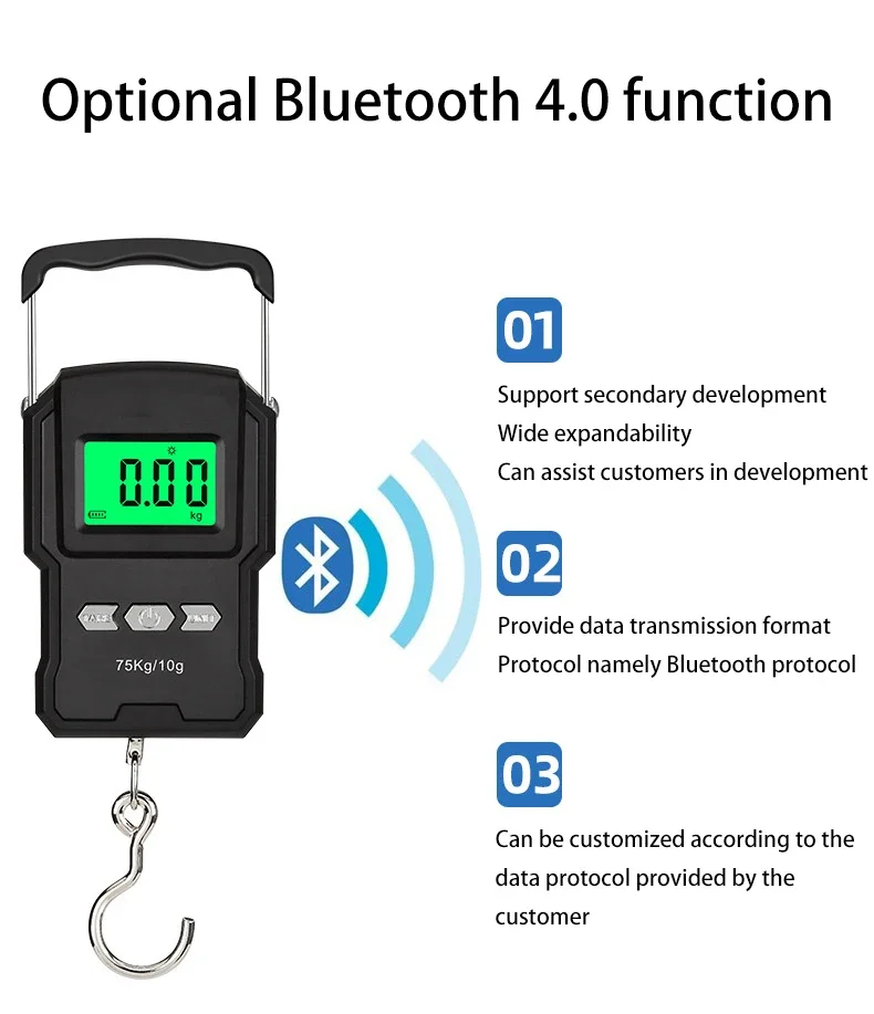 Modish Portable Fish Scale Wireless Bluetooth Portable Electronic Scale with Display and Tape Measure 75kg Universal