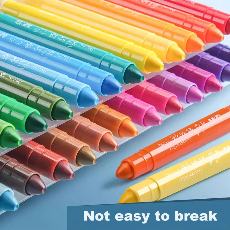 Oil Pastels Colored Crayons M&G 12/24/36/48 color Child Rotating Washable Drawing Crayon Set Easy Erase Oil Pastel Silky Crayons Pastel Pencil for Kid