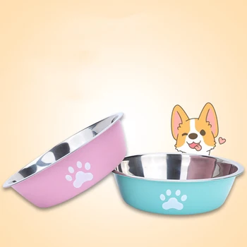 Dog bowl new pet bowl large capacity dog ​​food bowl stainless steel anti-overturning household dog bowl pet supplies