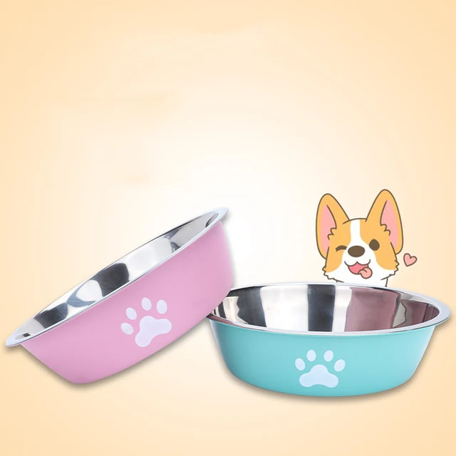 Dog bowl new pet bowl large capacity dog ​​food bowl stainless steel anti-overturning household dog bowl pet supplies