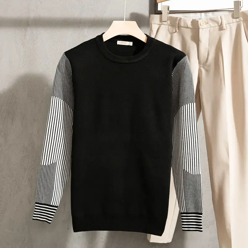 Suéteres de punto de cuello redondo para hombre, suéteres de cuello redondo para otoño e invierno, novedad en prendas de punto, moda coreana vintage Harajuku