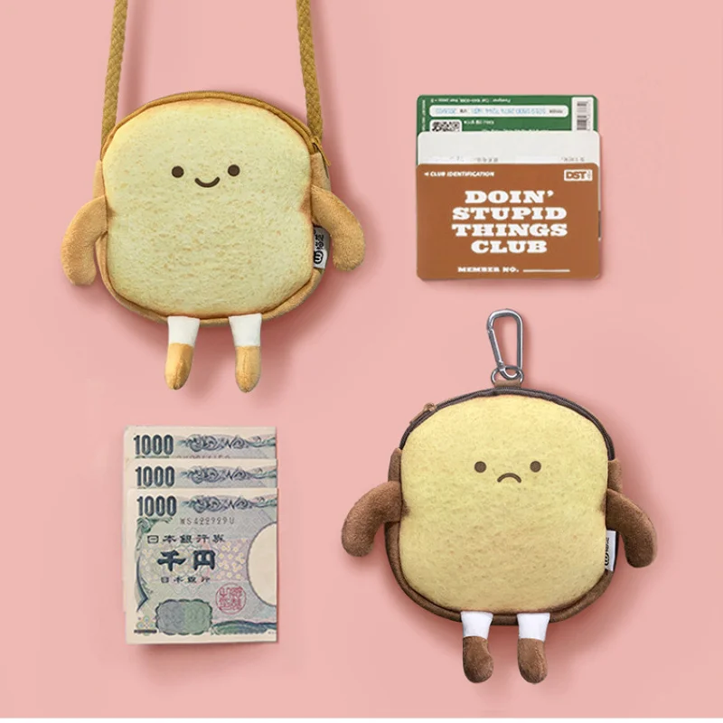 

Creative Bread Toast Plush Shoulder Bag Girls Coin Purse Card Holder Female Casual Cute Cartoon Handbags Storage Crossbody Tote