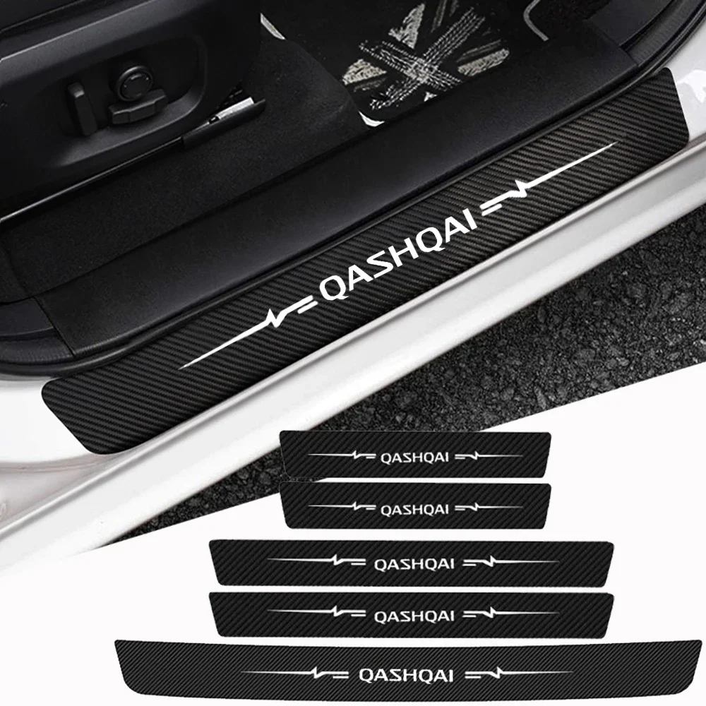 

Carbon Fiber Car Trunk Door Sill Scuff Protector Sticker for Nissan Qashqai Logo 2022 Rear Tail Bumper Guards Strips Accessories